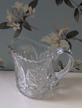 Vintage Etched Glass Mini Pitcher in Clear